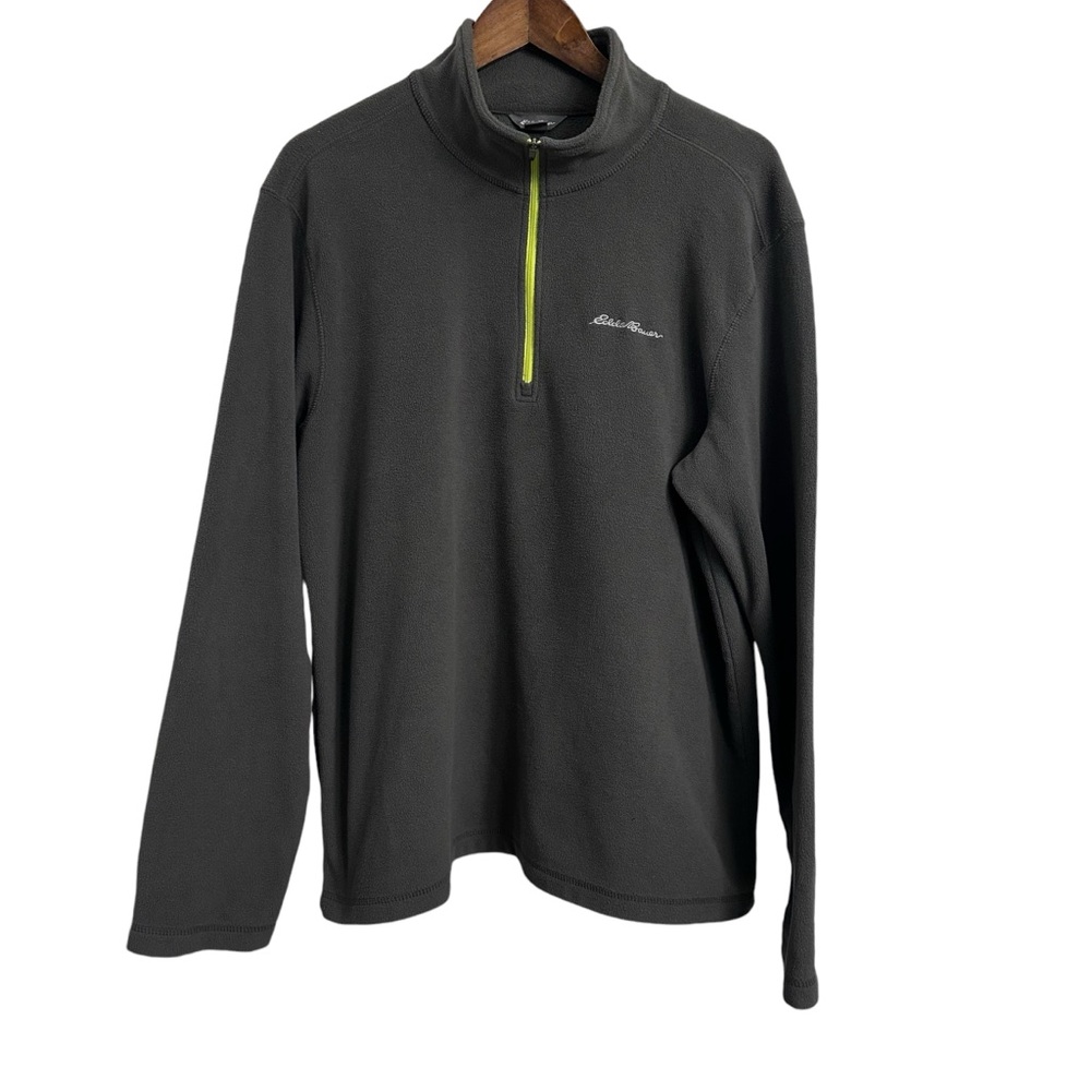 Eddie Bauer 1/4 Zip Long Sleeve Fleece Jacket Men’s Large Jade Green Gray - Picture 1 of 7